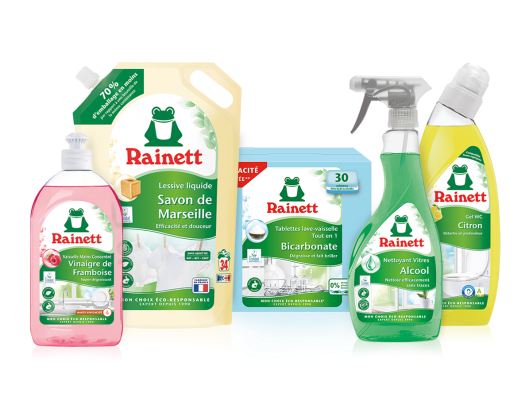 	Different Rainett products lined up next to each other    