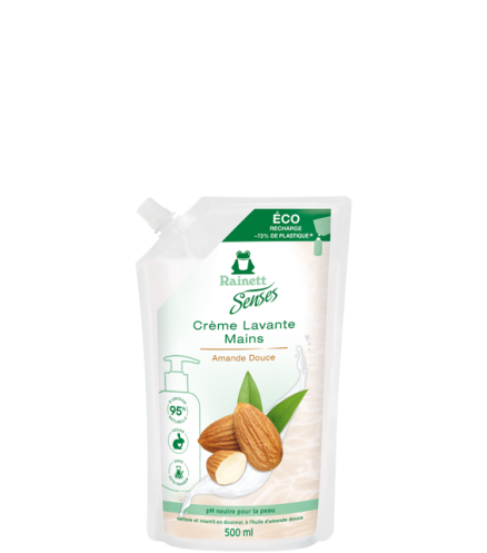 Recharge savon mains amande douce Rainett Senses 500ml